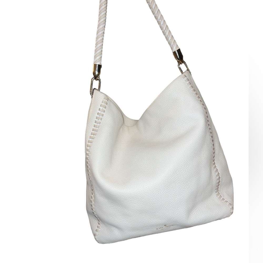KATE SPADE White Pebbled Leather One Top Handle Satchel Bag